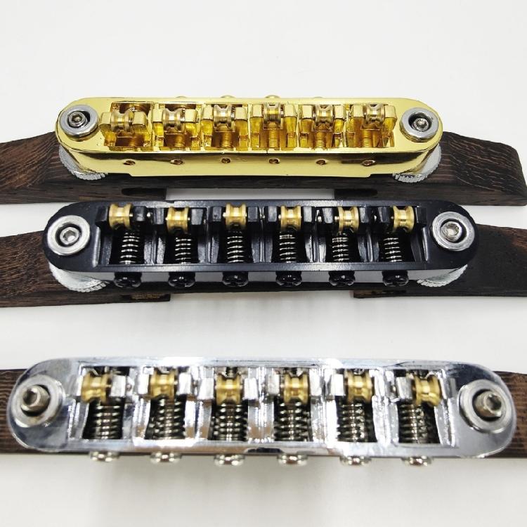 Guitar Bridge Tailpiece with Golden Roller Saddles Adjustable Archtop Guitar Bridge Electric Guitar Accessories