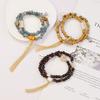 New Ceramic Beaded Bracelet Double Circle Chinese Style Tassel Summer Accessories Jewelry Live Stream Supply