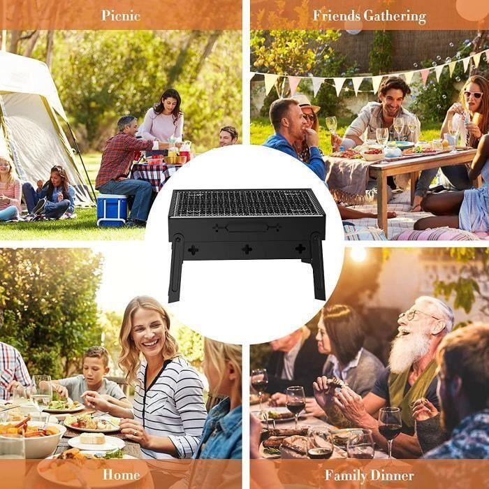 Barbecue Portable - AUTREMENT - Petit Barbecue à Charbon - Acier Inox - Pliable - 3-5 personnes