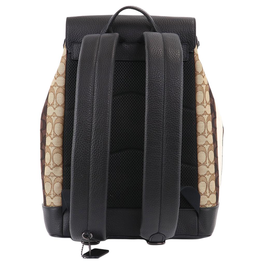 New COACH Fabric Backpack Large Men's Khaki & Brown Multicolor C5295-QBPKC