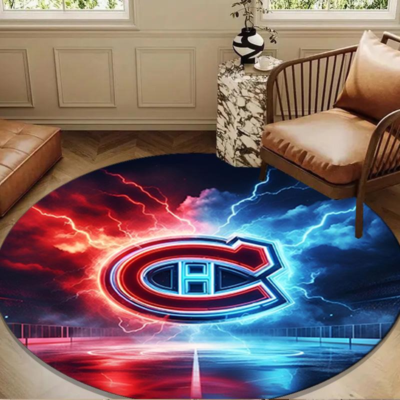 Montreal Ice Storm Round Rug for Livingroom,Bedroom, Palyroom, Chair Rug, Area rug, Circle Carpet, Large Size Decor Fan Christmas gift