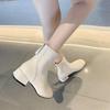 Fashion Autumn/Winter New Square Zipper Women's Retro Short Boots with Middle Heel and Ankle Fashion Elastic Socks Women's Boots