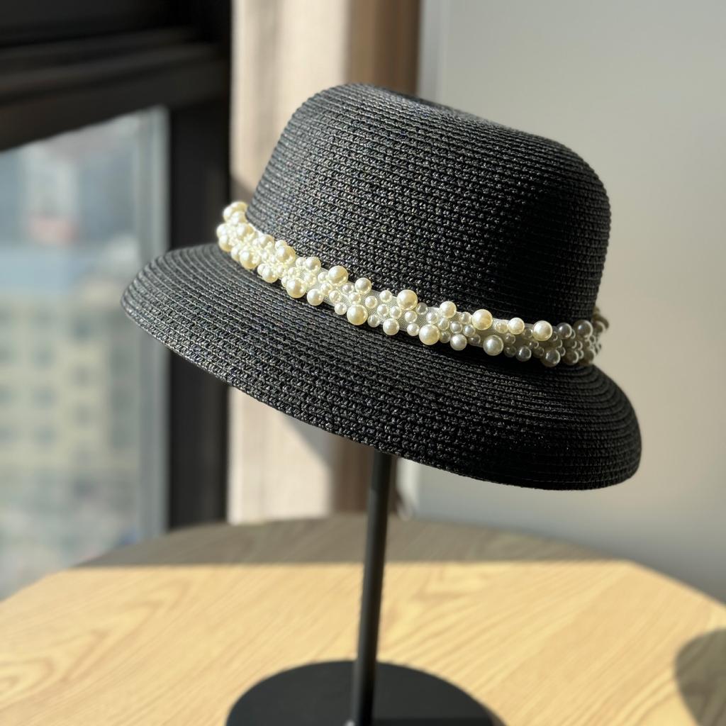 New Summer Travel Female Pearl Straw Hat Beach Sun Casual Sun Hat Summer