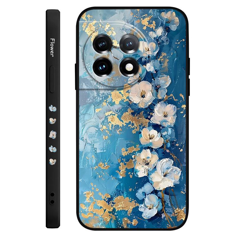 

Gold Leaf Flower Phone Case For Oneplus 13 13R 12 12R 11 11R 10 10R 10T 9R 9RT 9 8T 8 7 7T Pro 5G Liquid Silicone Cover OnePlus 13R 5G