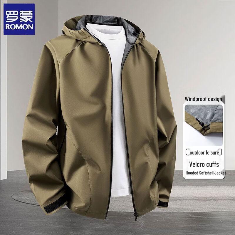 ROMON Men s Casual Windproof Hooded Jacket L