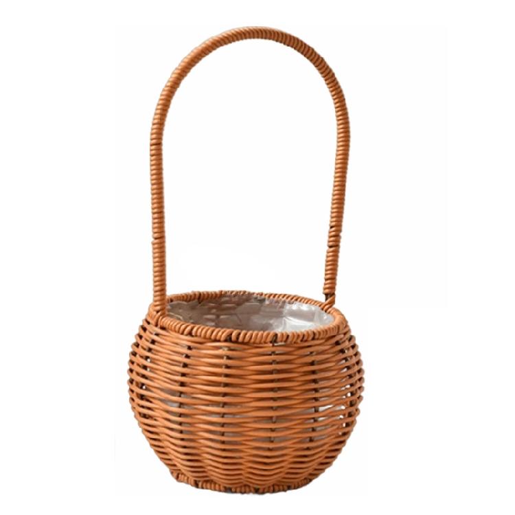 Handwoven Floral Basket Rattan Storage Basket for Picnics and Outdoor Activities