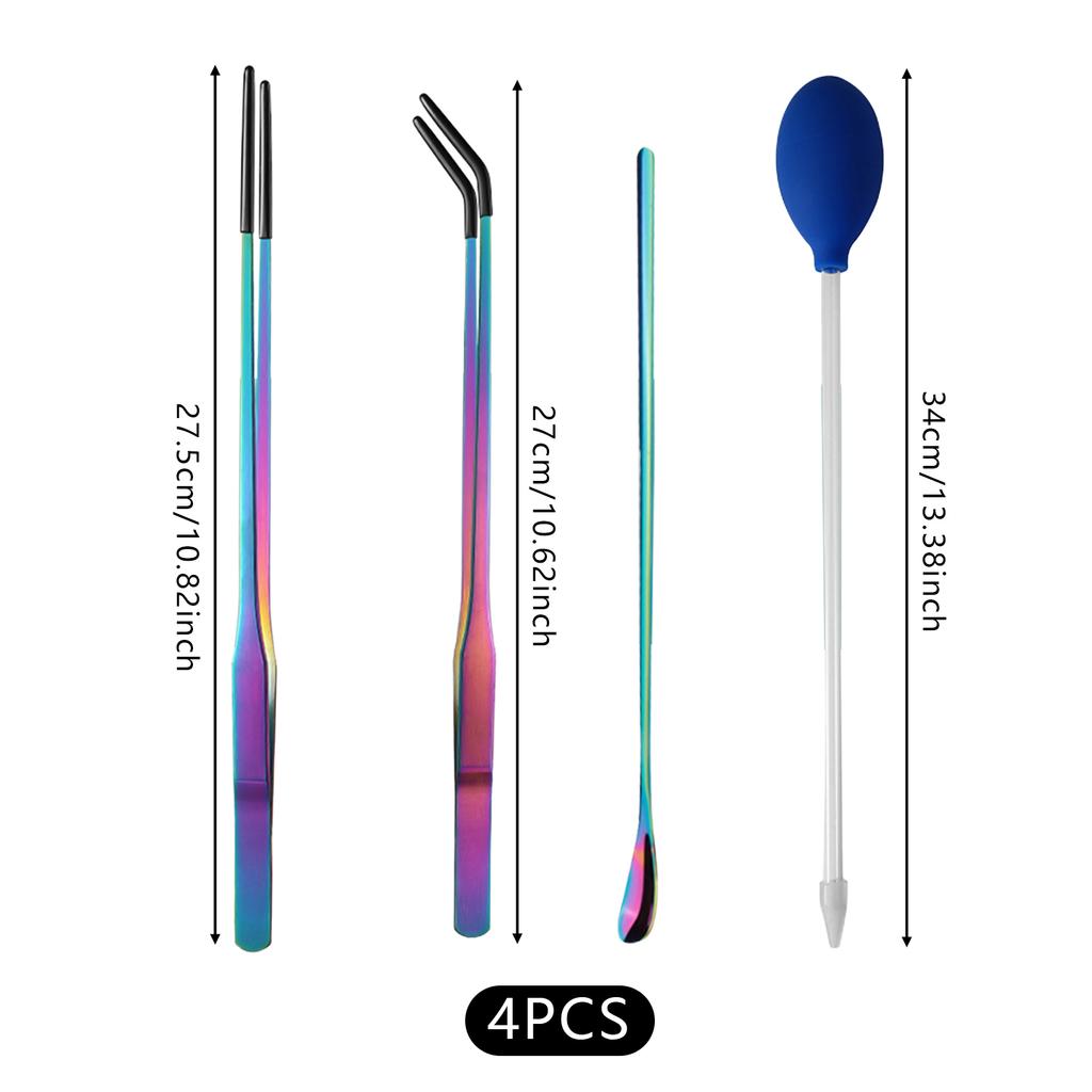 4 Stück Reptilien Fütterungszangen Aquascaping Werkzeugset für Haustiere Krabbe Schildkröte Pflanzpinzetten Edelstahl Haustier Futterklemme