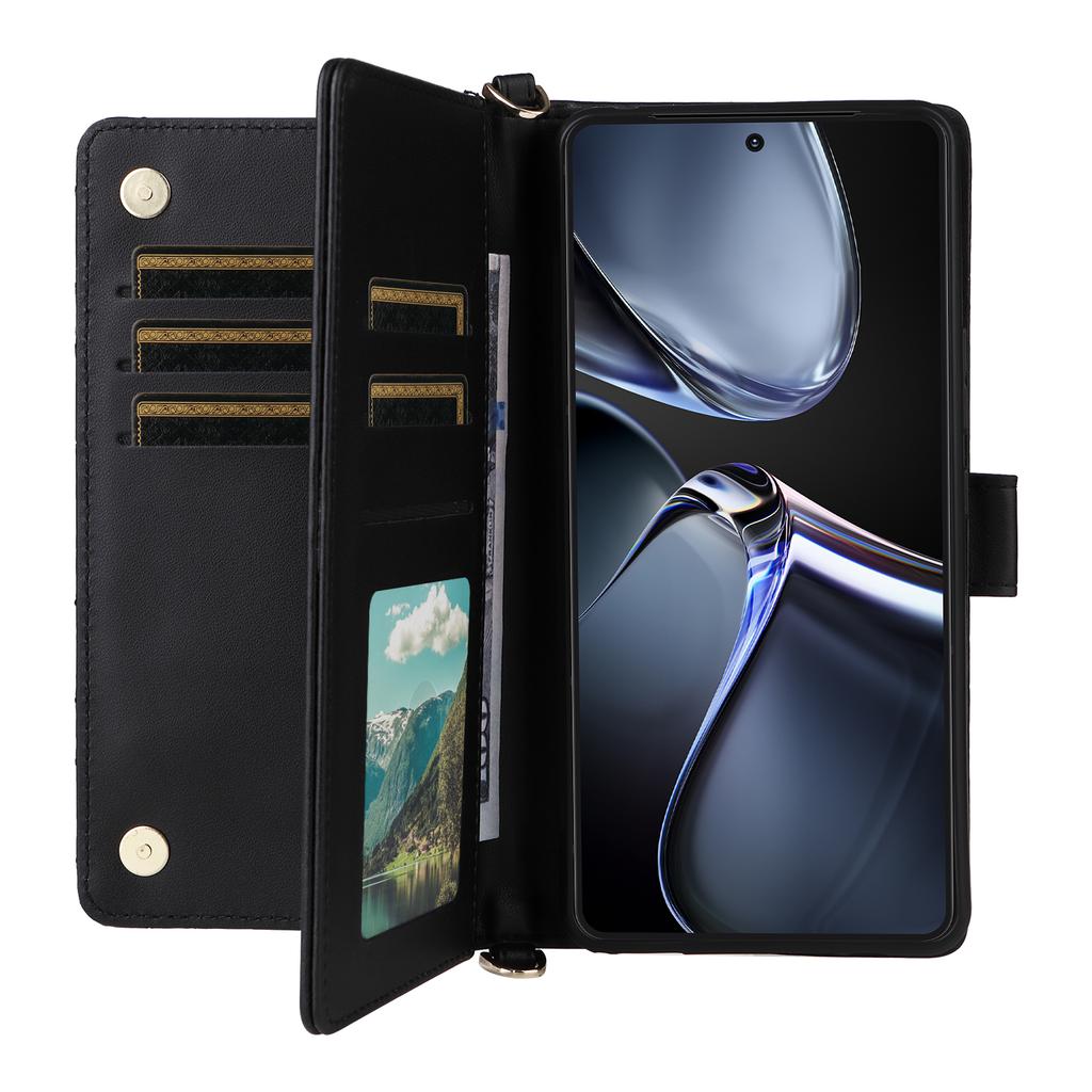 Etui Portfelowe na Asus Zenfone 12 Ultra 5G z Paskiem na Ramię/Nadgarstek Skórzane Etui na Telefon z Podstawką