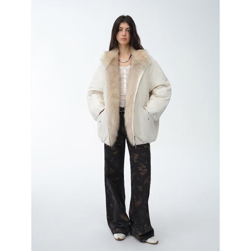 Fu Zhien Women's Detachable Fox Fur Collar Goose Down Parka