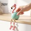 Flamingo Figurine Cute Dangle Leg Figurine, Tropical Polka Dot Statue, Whimsical Outdoor Statue Resin Home Decor Ornament for Indoor Patio Yard Shelf