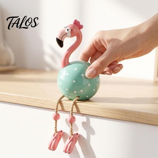 Flamingo Figurine Cute Dangle Leg Figurine, Tropical Polka Dot Statue, Whimsical Outdoor Statue Resin Home Decor Ornament for Indoor Patio Yard Shelf