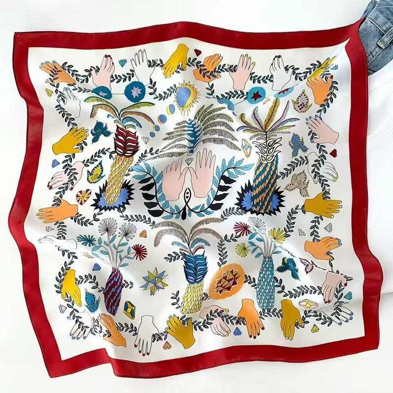 High-End Retro Korean-Style Silk Square Scarf: Versatile Fashion Accessory for Women