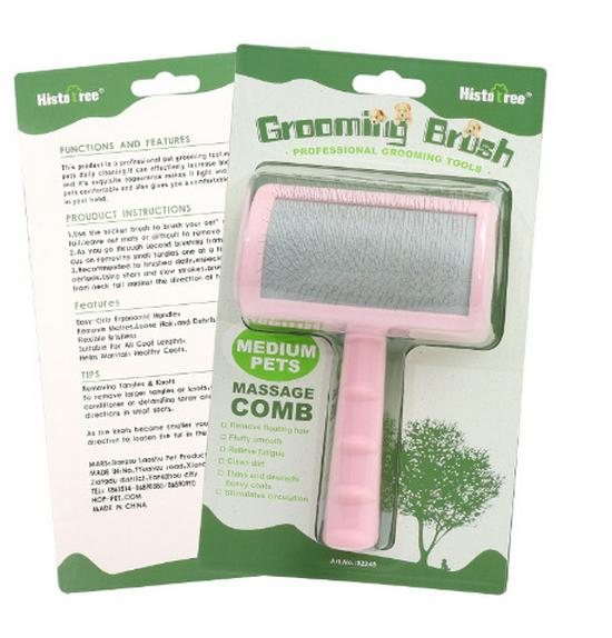 Pet Deshedding Needle Comb for Dogs & Cats - Grooming Brush & Rake