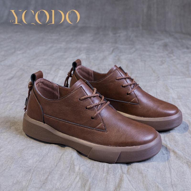 Spring Fall Flat Large Leather Student Shoes Girl Loafers