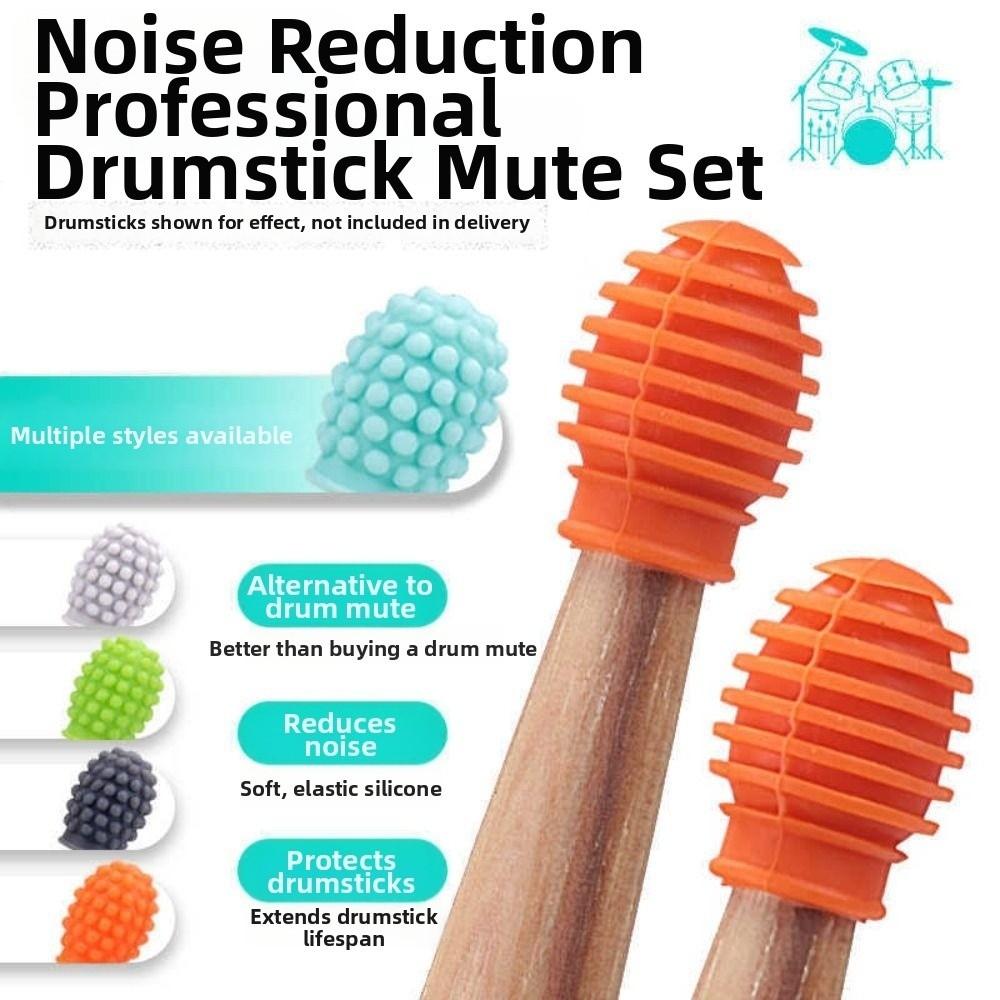 2Pcs Silicone Drum Mute Weakened Sound Drumstick Head Protective Cover Percussion Instrument