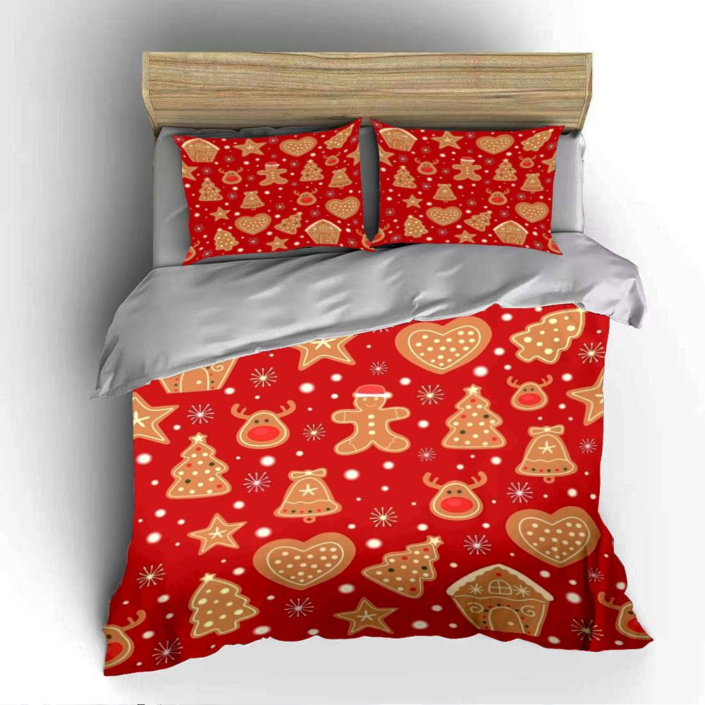 Christmas Gingerbread Pattern Bedding Set Bedding set (1 duvet cover, 2 pillowcases, duvet not included)