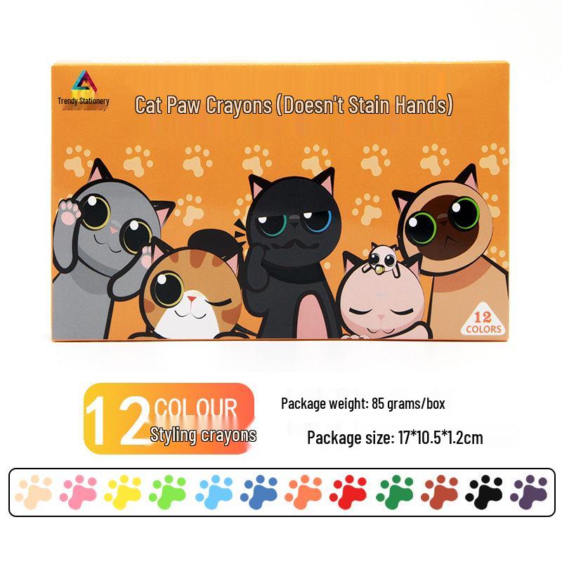 3D Cat Paw Crayons: Washable, Non-Staining Art Set for Kids