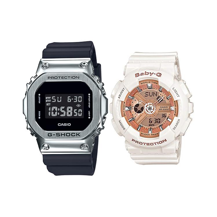 CASIO Unisex Pair Table Series Black Watch GM-5600-1+BA-110-7A1ER