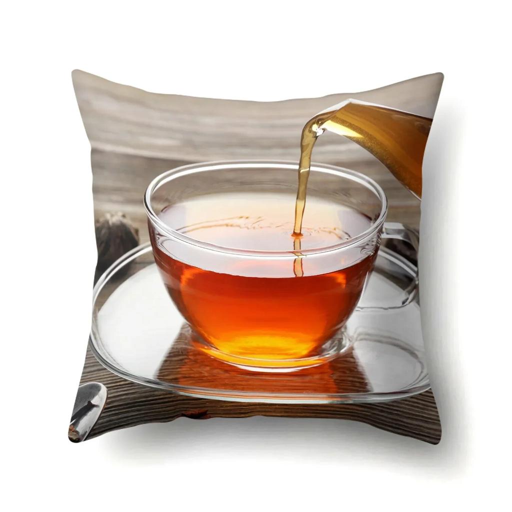 Black Tea Cup Pillowcase Office  Waist  Sofa