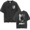 Attack on Titan Retro Gewassen Oversized Y2k T-shirt Dames Heren Mikasa Ackerman Eren Jaeger Wings of Freedom Katoenen Kleding