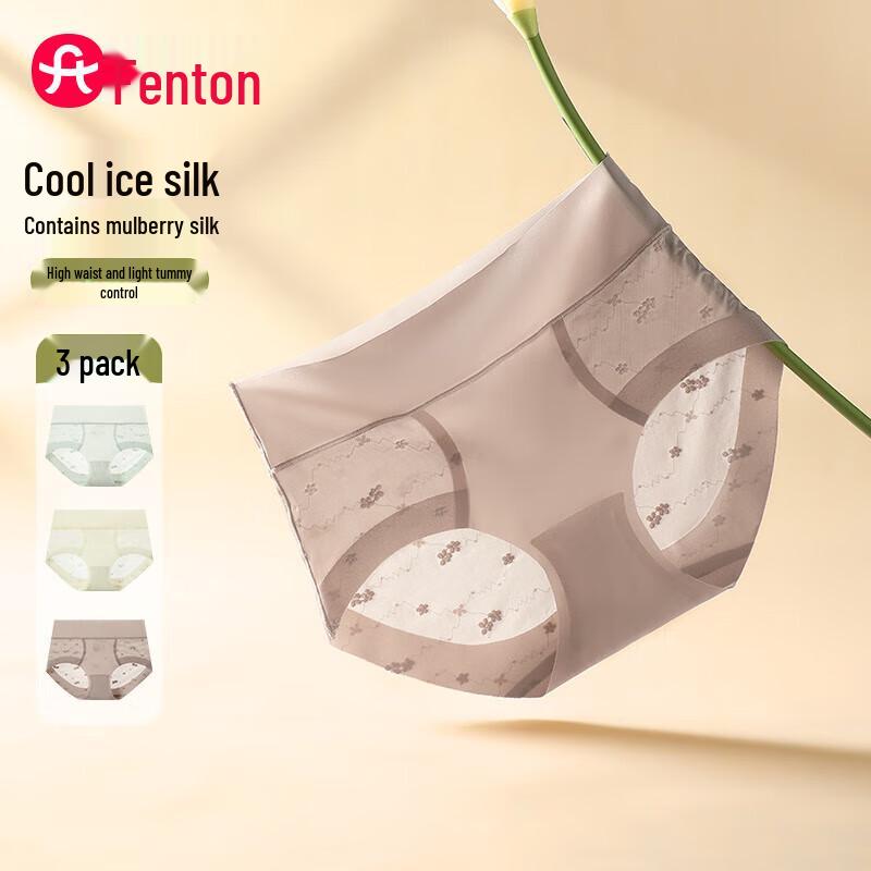 Fenteng Women s Silk Blend Seamless Mid-High Waist Briefs M