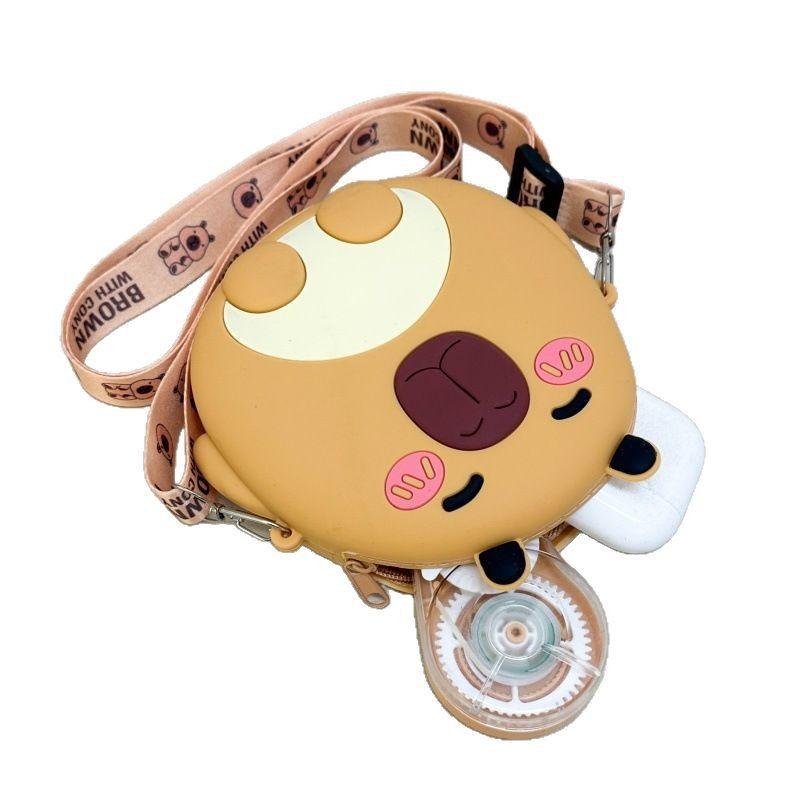 Cartoon creative children's change bag silicone bag cute capybara doll messenger bag storage bag