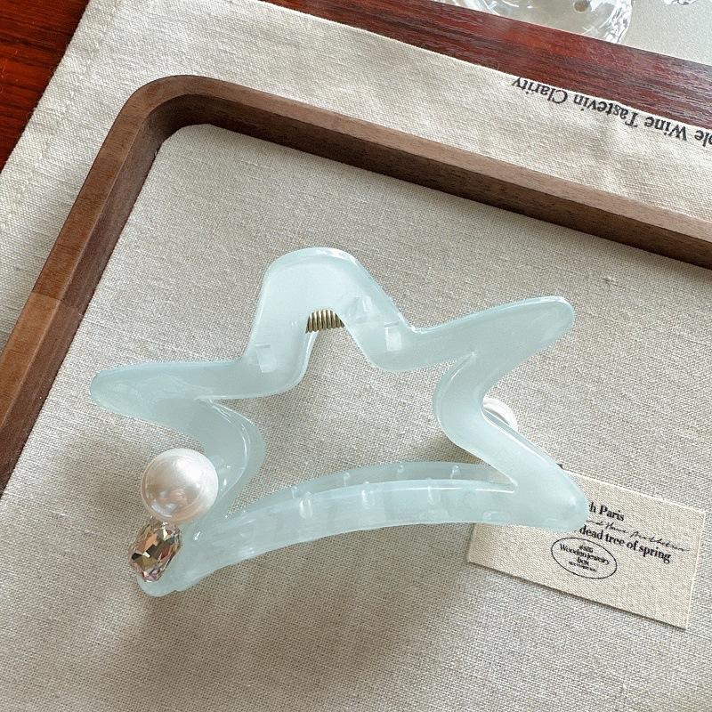 

Korean Fashionable and Personalized High-End Five-Pointed Star Crystal Hairpin, Large-Size Pearl Minimalist Hair Clip
