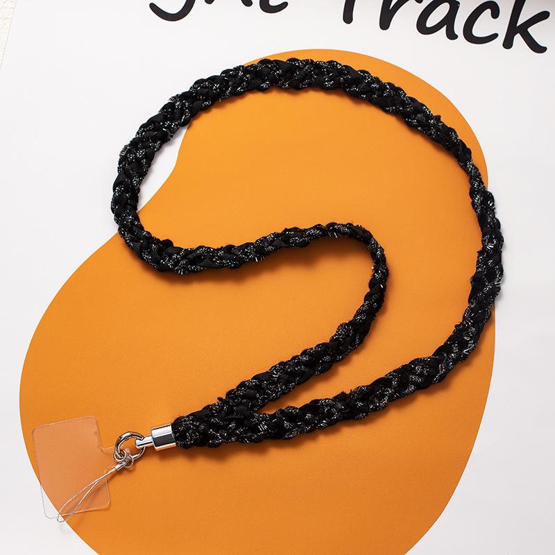 Douyin-Inspired Black Woven Mobile Phone Lanyard – Wearable Crossbody or Neck Anti-Lost Chain with Fragrance Style.