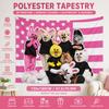 Kpop Style Tapestry Flat Print Pink Flag Background Cute Animal Mascot Characters Wall Hanging For Bedroom Dorm Fan Gift
