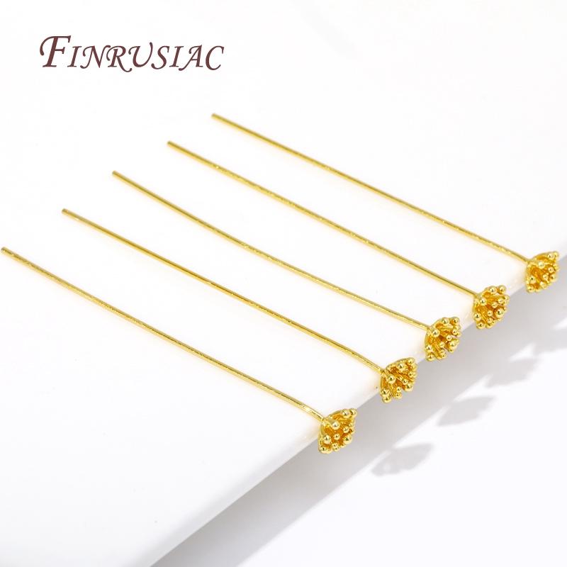 5/10Pcs 18K Gold Plated Flower Shaped Flat Pins For Beads,High Quality Pins For DIY Handmade Jewellery Making Accessories