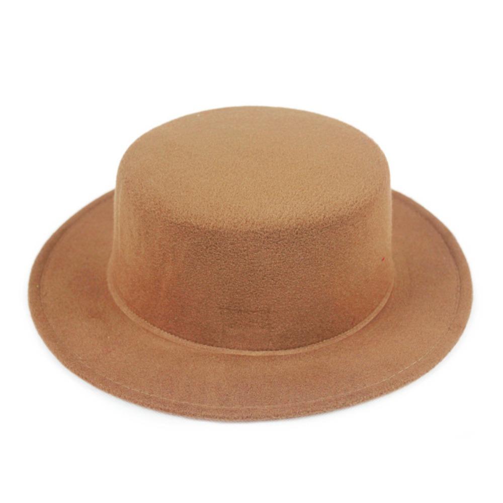 Wide Brim Felt Hat Hepburn Style Panama Hat New Flat-top Cap  Jazz