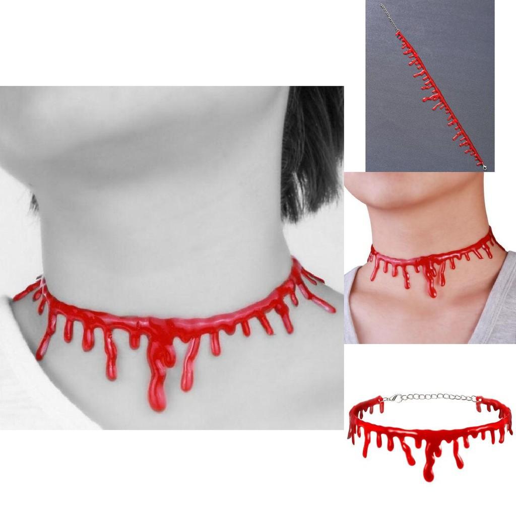 Halloween Vampire Necklace Spooky Gothic Style Plastic Geometric Blood Necklace