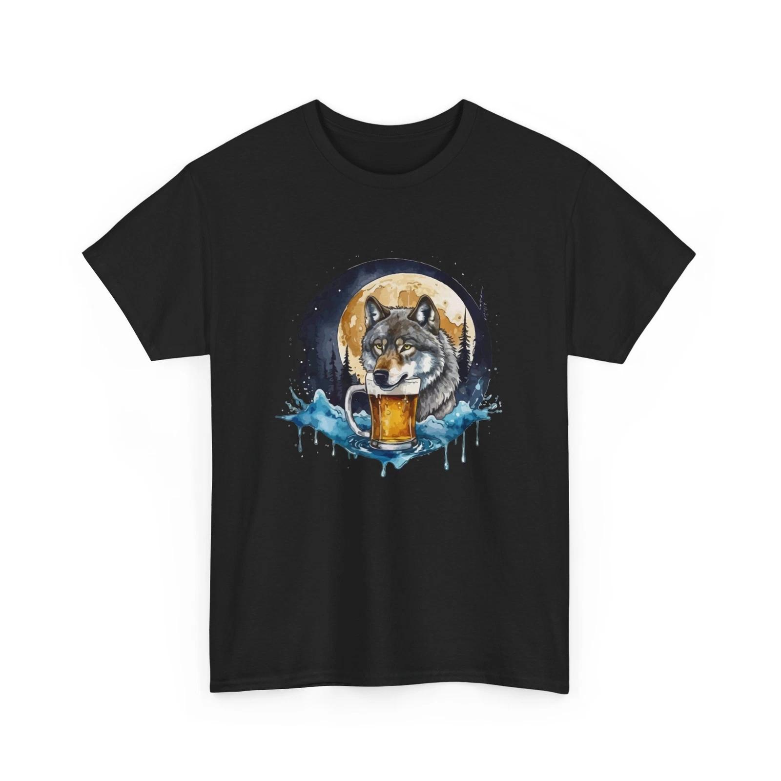 Beer Drinking T-Shirt | Funny Beer Shirt | Beer wolf T-Shirt S