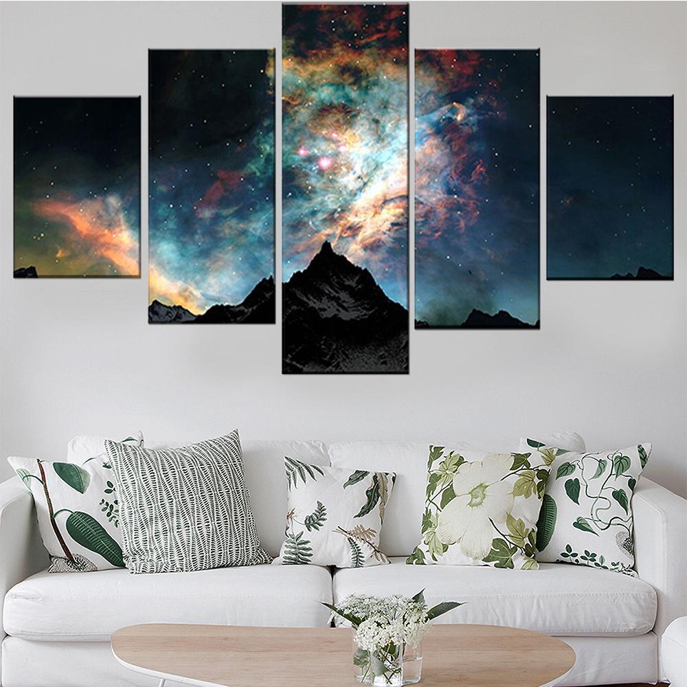 5 Pieces Wall Art Canvas Painting Starry Sky Abstract Landscape Poster Modular Pictures Home Decoration Modern Living Room
