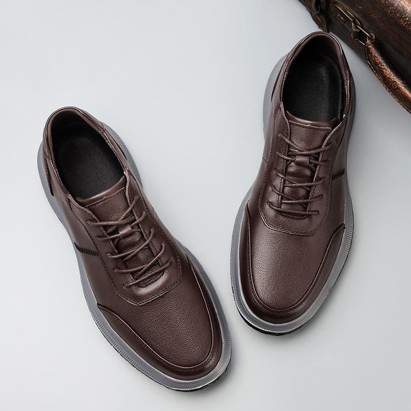 Fashion Man Genuine Leather Men's Walking Shoes New Male Casual Shoes Lace-Up Breathable Skate Shoes Men Luxury Brand High Top Sneakers