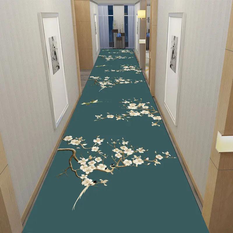 Classical Corridor Carpets Hallway Decor Chinese Style Long Runner for Aisle Passageway Decoration Home Red Carpet Washable Mats