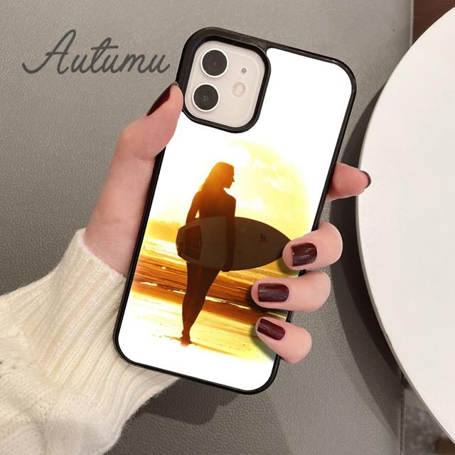 HAWAII BEACH SURF GIRL SURFING ART Phone Case for iPhone 17 Air 15 16 16e 11 12 13 14 Pro Max Plus Cover coque Fundas