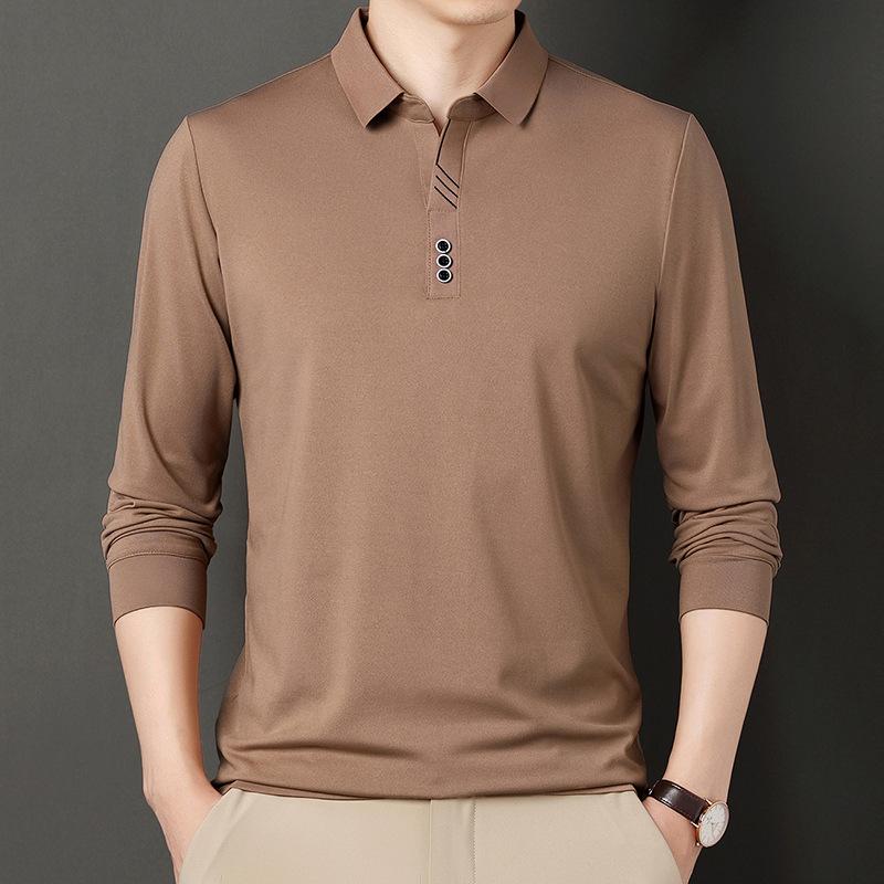 Men's Spring Long Sleeve Polo Shirt Lapel T-Shirt Men's Fashion Korean Edition Youth Leadership Top
