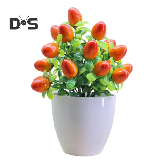 

Искусственные растения в горшках, реалистичные поддельные мини-фрукты, дерево, центральный элемент для домашнего офиса, пластиковая горшечная зелень, бонсай, внутреннее и наружное украшение B