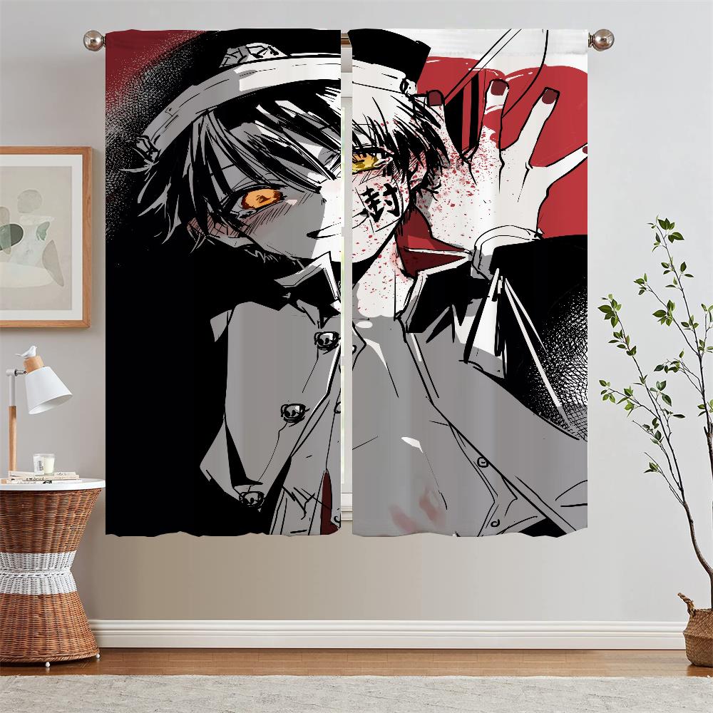 Hanako Kun Verdunkelungsvorhang Raffhalter Schlafzimmervorhänge 2 Stück Luxus Wohnzimmervorhänge für Kamera Locken Jalousie Jalousien Küche