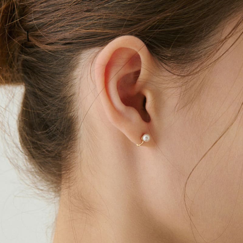 MAYBETOI 14k Cubic Pearl One-Touch Earrings (2 Types)