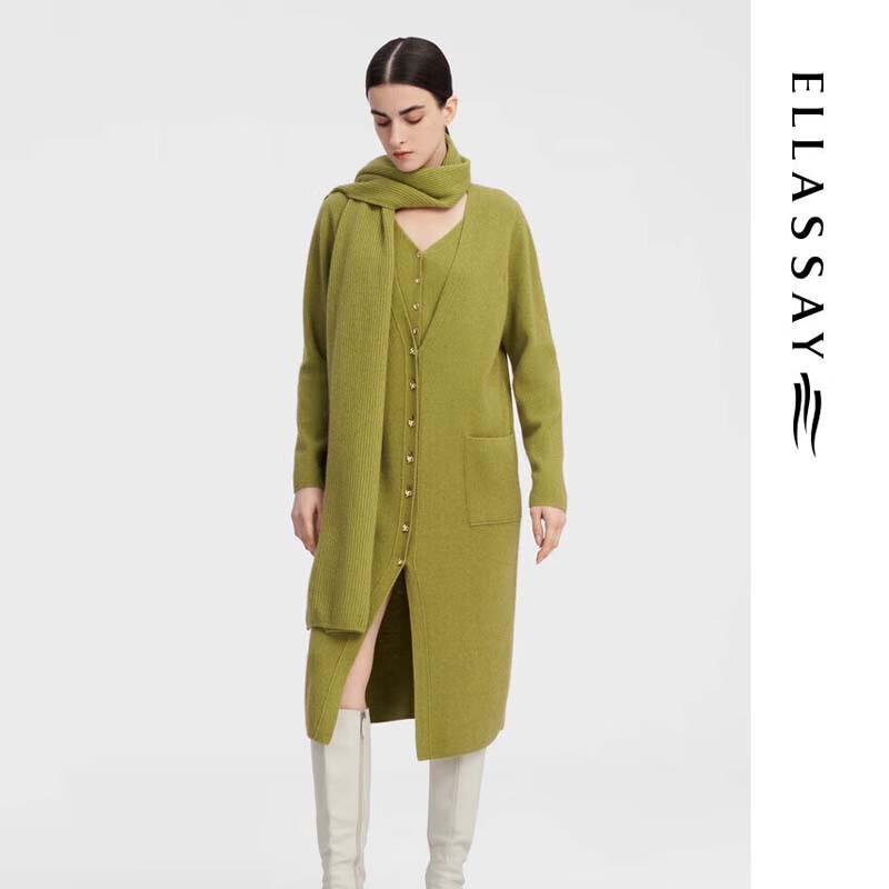 

ELLASSAY Women s Long Scarf Faux Two-Piece Knit Sweater M