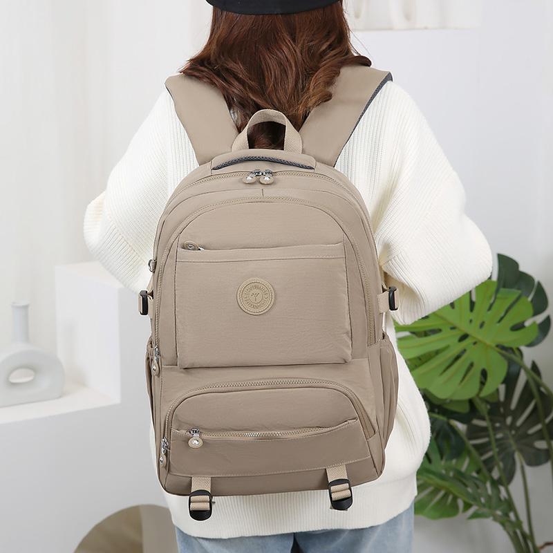 Solid Color Backpack Lightweight Nylon Bag Unisex Travel Backpack Student Schoolbag