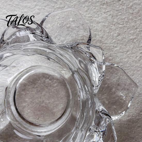 Talos Crystal Lotus Flower Tealight Candle Holders, Glass Tea Light Candlestick Decor with Deep Grooved Plate, Multifunctional Decoration for