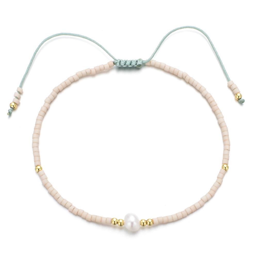 Trendy Deep Blue & Gold Rice Bead Pearl Hand Bracelet: Niche Design Women's Fashion Accessory