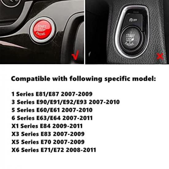 Engine Push Start Stop Button Car Accessories Interior Trims for BMW 1 3 5 6 X1 X3 X5 X6 Series,E81 E90 E91 E60 E63 E84 E83 E70 E71, Red
