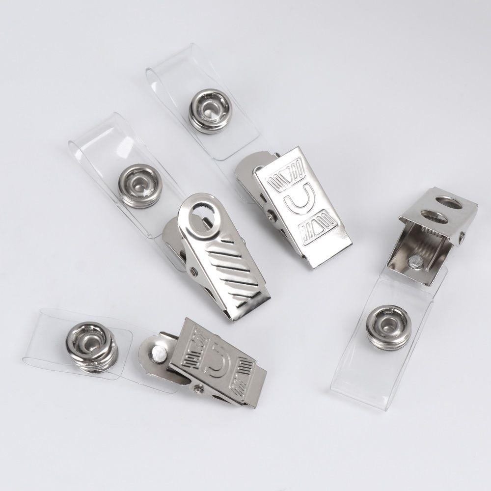 10/20/50pcs 4 Styles Reel Skipping Metal Pull Card Holders Kawaii Clips ID Card Badge Lanyard Clip