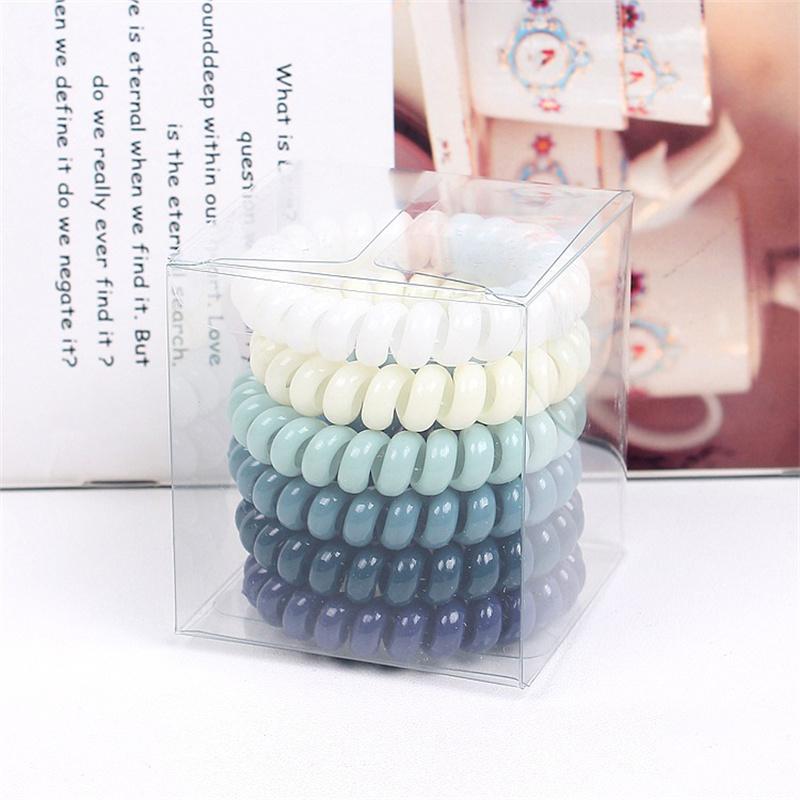 6Pcs/Set Fashion Matt Solid Telephone Wire Elastic Hair Band Frosted Spiral Cord Rubber Band Hair Tie Stretch Head Band Gum