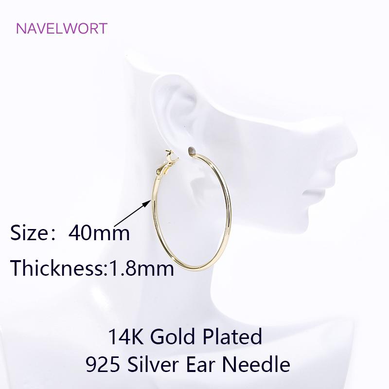 Trendy 14K Gold Plated Simple Round Round Hoop Earrings,High Quality Big Circle Earrings For Women Earring Party Jewelry Gift