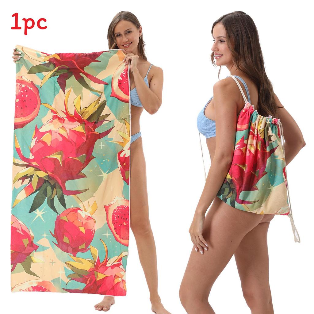 Microfiber Collapsible Sand Towel With Storage Bag For Beach Use